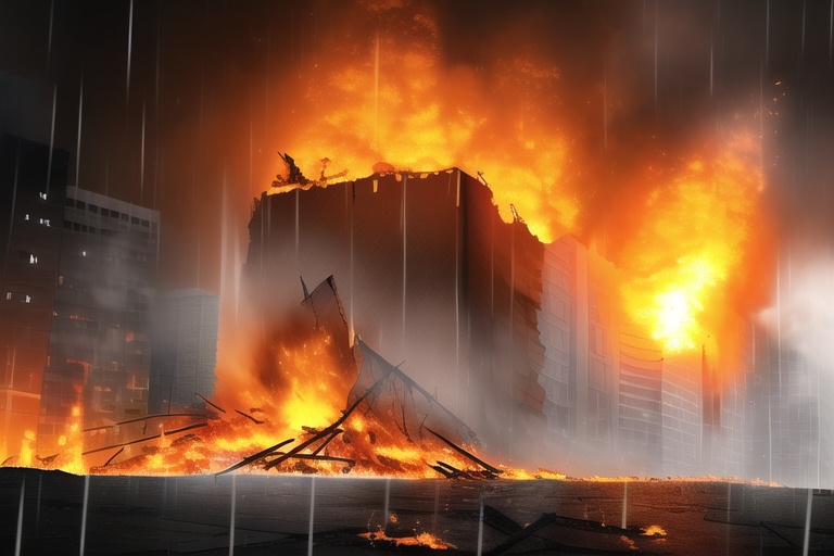 ・背景素材 破壊された都市炎上、廃墟火災のイラスト 560枚