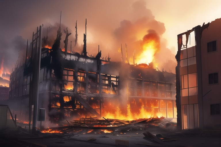 ・背景素材 破壊された都市炎上、廃墟火災のイラスト 560枚