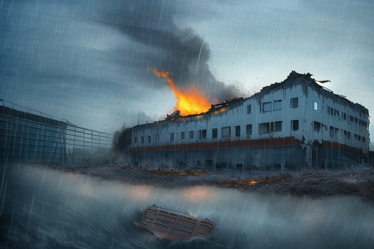 ・背景素材 破壊された都市炎上、廃墟火災のイラスト 560枚