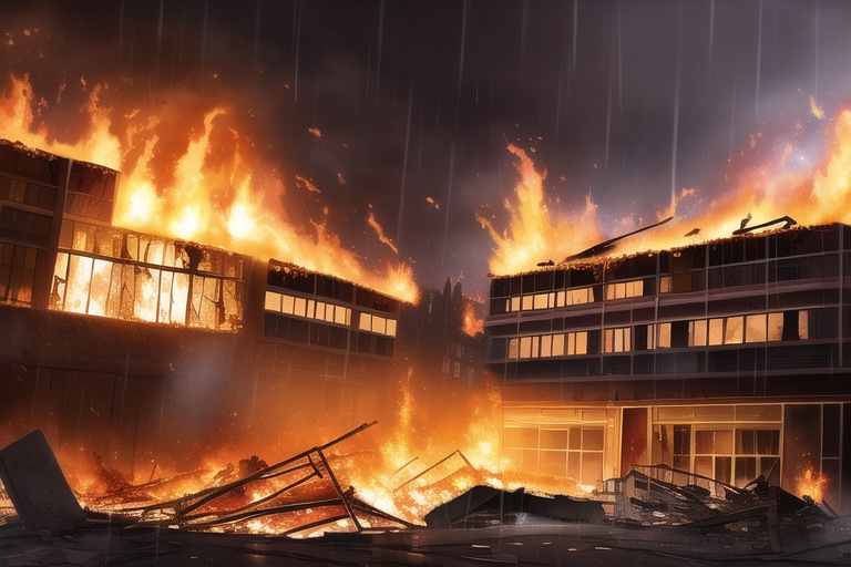 ・背景素材 破壊された都市炎上、廃墟火災のイラスト 560枚