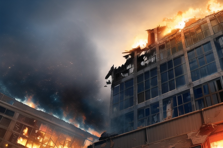 ・背景素材 破壊された都市炎上、廃墟火災のイラスト 560枚