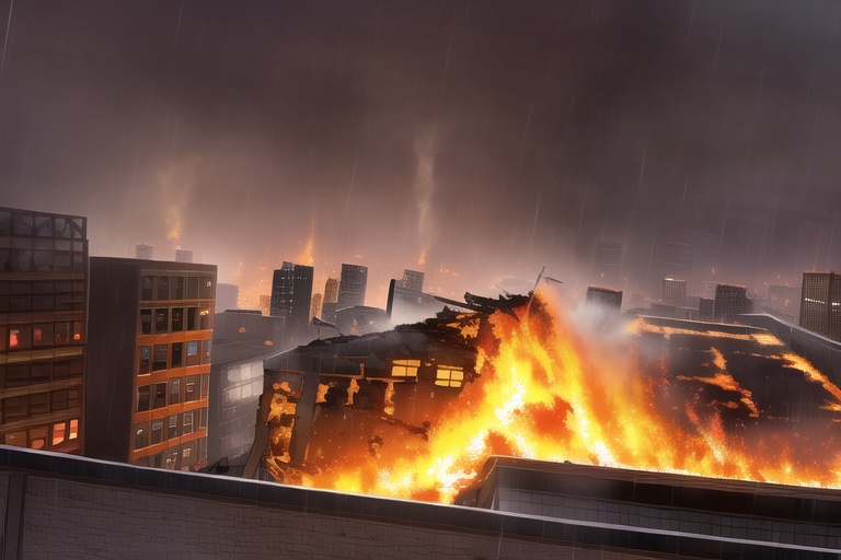 ・背景素材 破壊された都市炎上、廃墟火災のイラスト 560枚