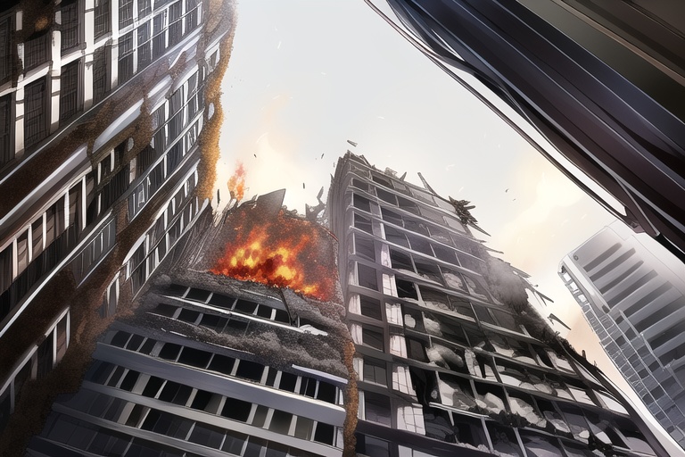 ・背景素材 破壊された都市炎上、廃墟火災のイラスト 560枚