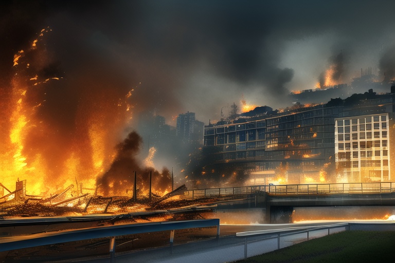 ・背景素材 破壊された都市炎上、廃墟火災のイラスト 560枚