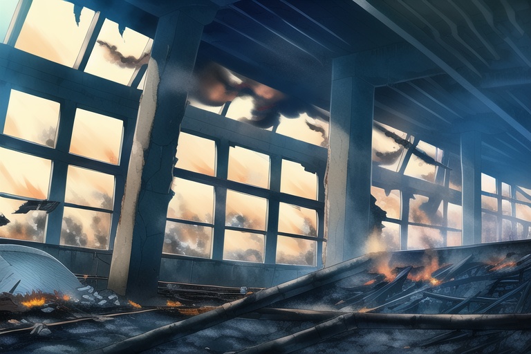 ・背景素材 破壊された都市炎上、廃墟火災のイラスト 560枚