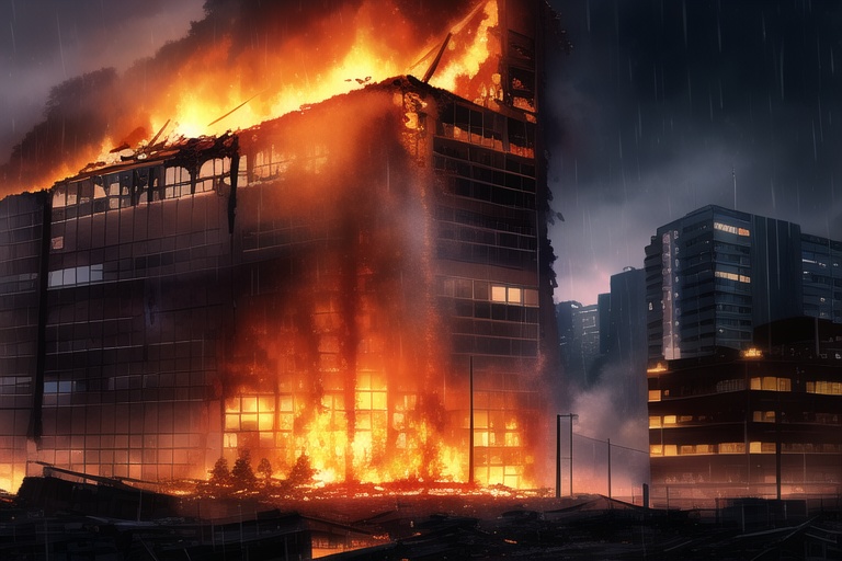 ・背景素材 破壊された都市炎上、廃墟火災のイラスト 560枚