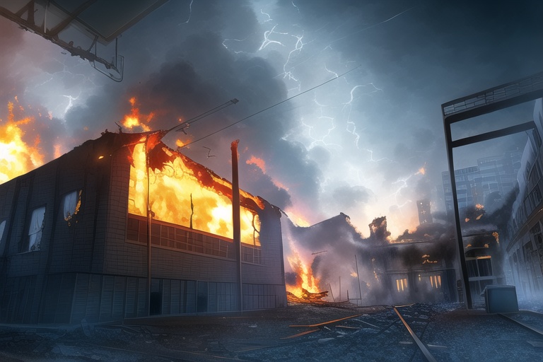 ・背景素材 破壊された都市炎上、廃墟火災のイラスト 560枚