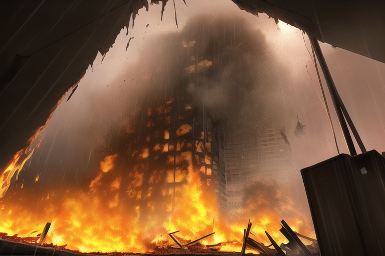 ・背景素材 破壊された都市炎上、廃墟火災のイラスト 560枚