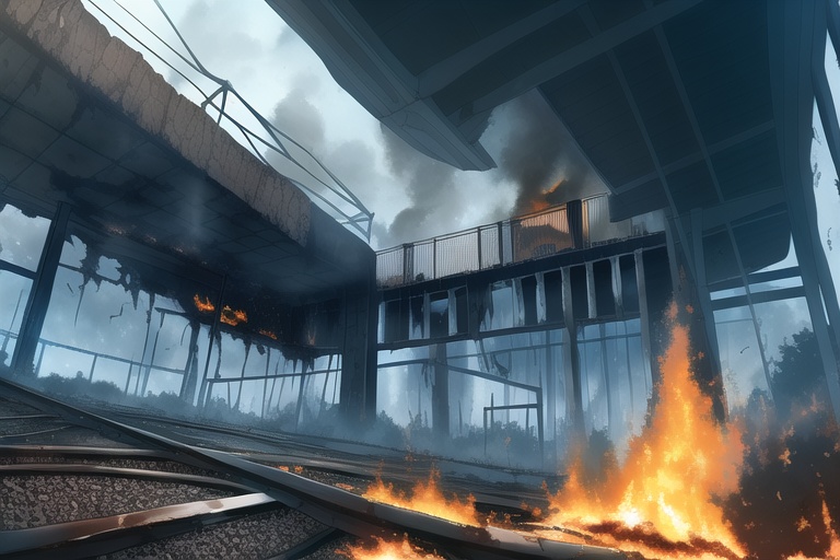 ・背景素材 破壊された都市炎上、廃墟火災のイラスト 560枚