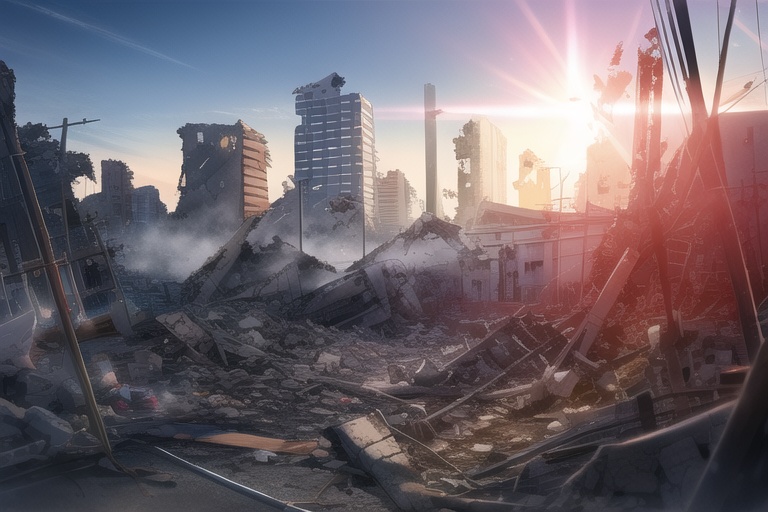 ・背景素材 破壊された都市【Vol.3】~廃墟、ゴーストタウンのイラスト 1000枚