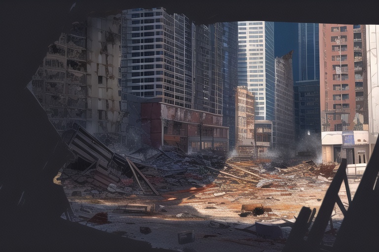 ・背景素材 破壊された都市【Vol.3】~廃墟、ゴーストタウンのイラスト 1000枚