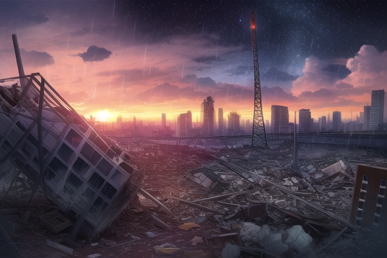 ・背景素材 破壊された都市【Vol.3】~廃墟、ゴーストタウンのイラスト 1000枚