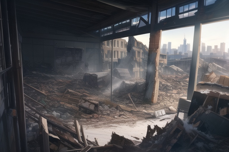 ・背景素材 破壊された都市【Vol.3】~廃墟、ゴーストタウンのイラスト 1000枚