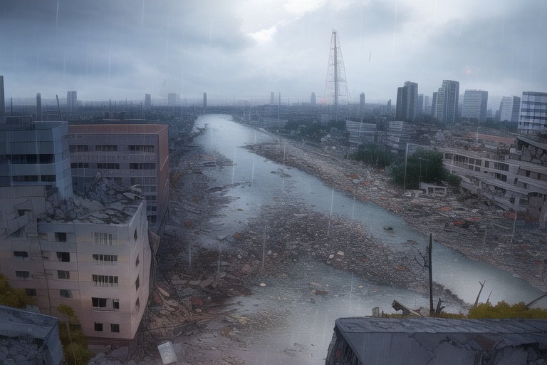 ・背景素材 破壊された都市【Vol.3】~廃墟、ゴーストタウンのイラスト 1000枚