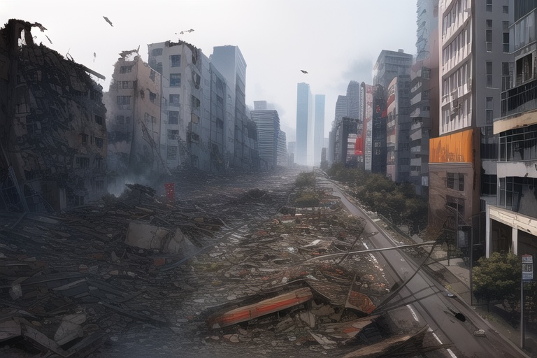 ・背景素材 破壊された都市【Vol.3】~廃墟、ゴーストタウンのイラスト 1000枚