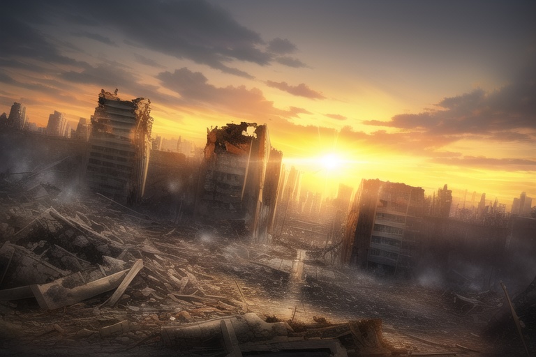 ・背景素材 破壊された都市【Vol.3】~廃墟、ゴーストタウンのイラスト 1000枚