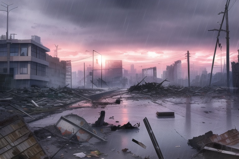 ・背景素材 破壊された都市【Vol.3】~廃墟、ゴーストタウンのイラスト 1000枚