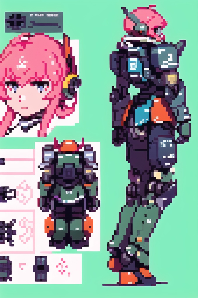 Stable Diffusion 技術検証 10 ザク モビルスーツ pixelart