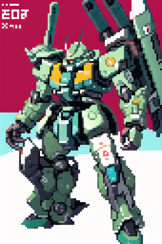 Stable Diffusion 技術検証 10 ザク モビルスーツ pixelart