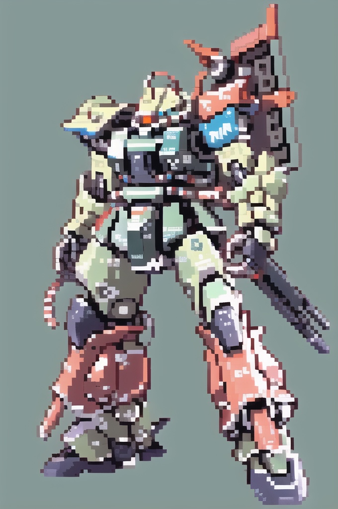 Stable Diffusion 技術検証 10 ザク モビルスーツ pixelart