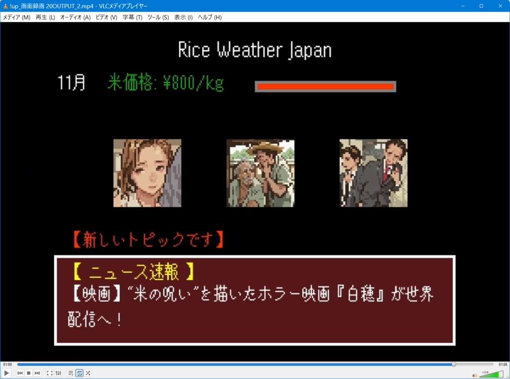 ファミコン風ゲーム 主婦・農家・政治家が米の価格について内心思うことをつぶやきます!