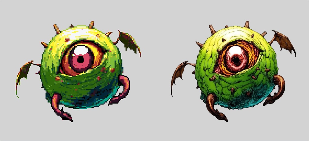 【デザイン資料集】ドット絵 + ノーマルアートモンスターA ver1 ←★!!データ追加