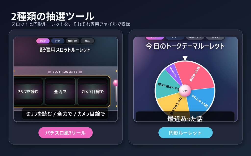 【OBS対応】配信用ルーレット&スロット抽選ツール