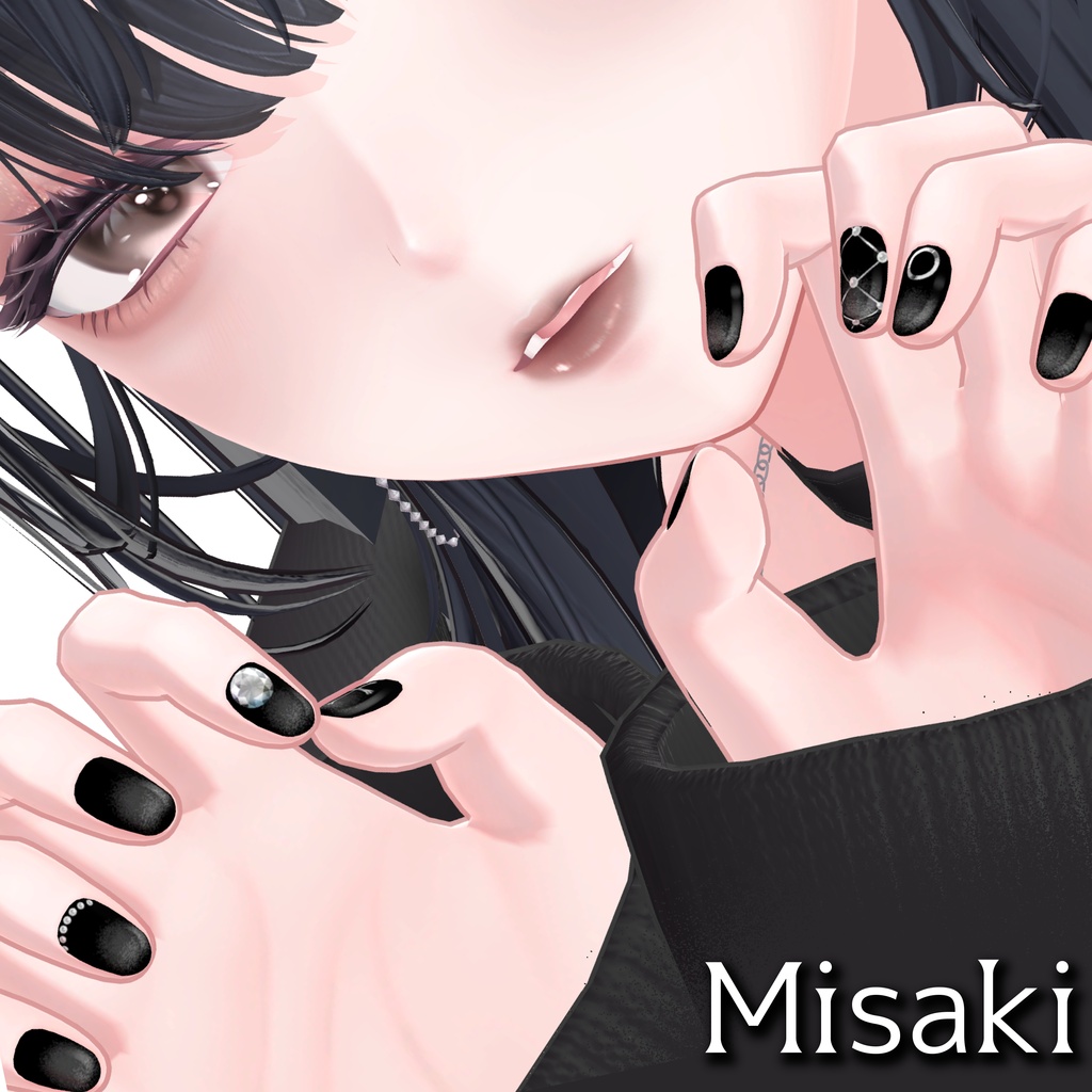 【紗夜対応】Black magnet nail texture【複数アバター対応】