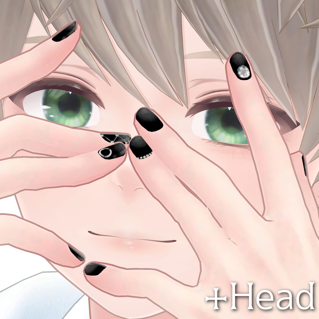 【ルチカ対応】Black magnet nail texture【複数アバター対応】