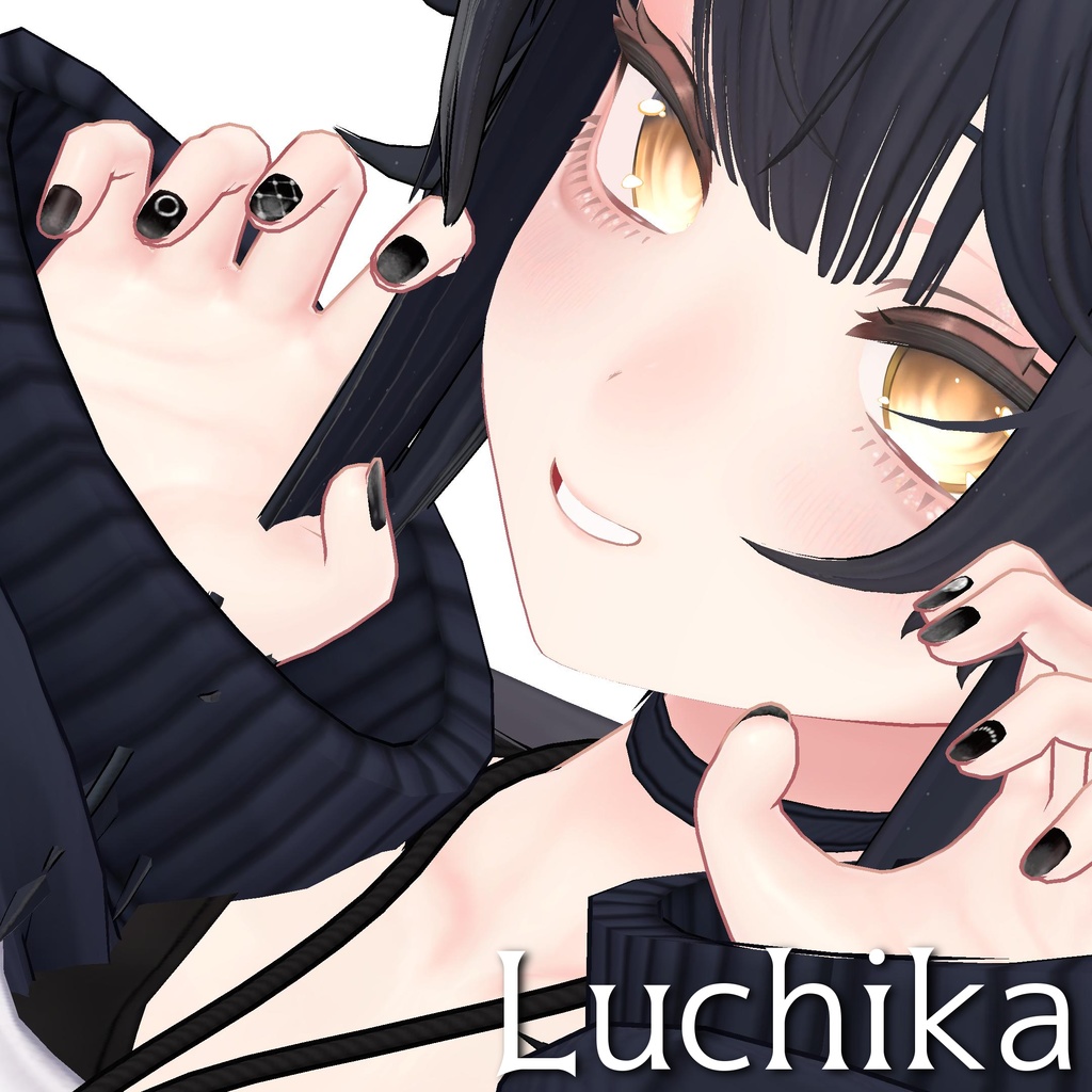 【ルチカ対応】Black magnet nail texture【複数アバター対応】