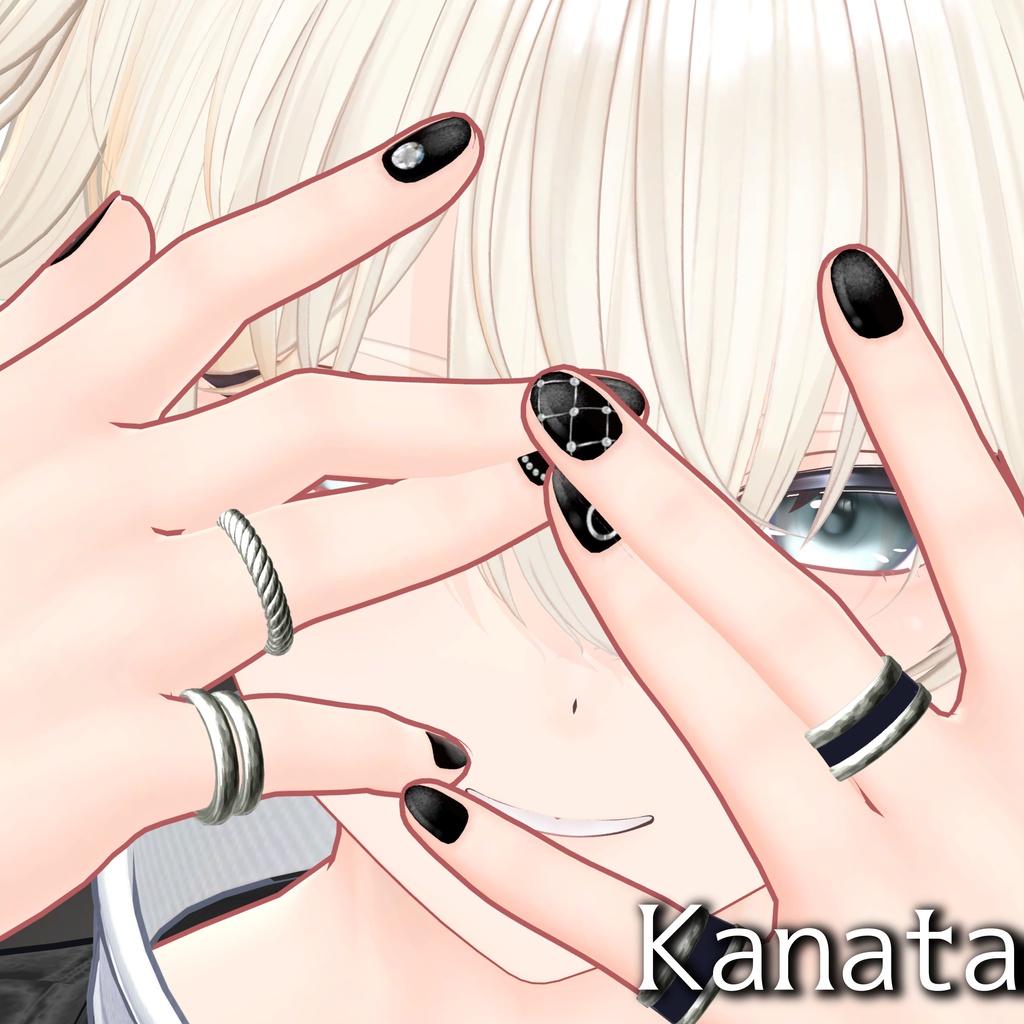【紗夜対応】Black magnet nail texture【複数アバター対応】
