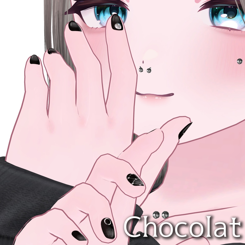【悠莉対応】Black magnet nail texture【複数アバター対応】