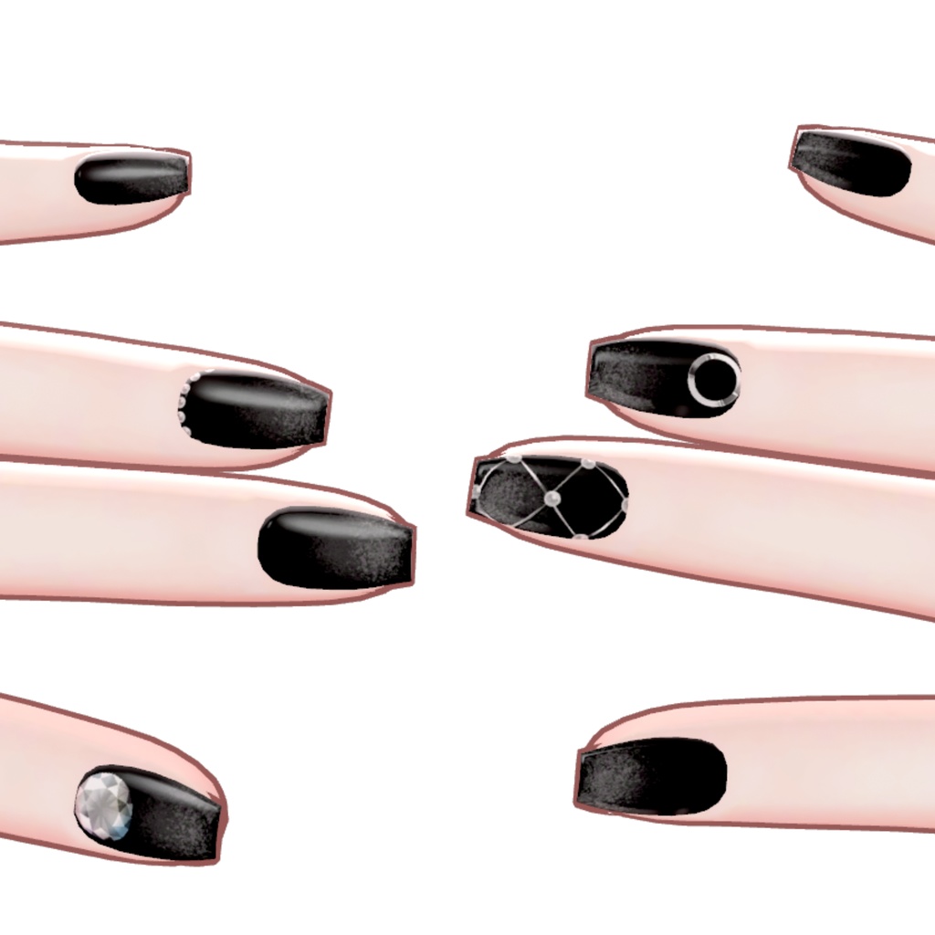 【泣夜対応】Black magnet nail texture【4アバター対応】