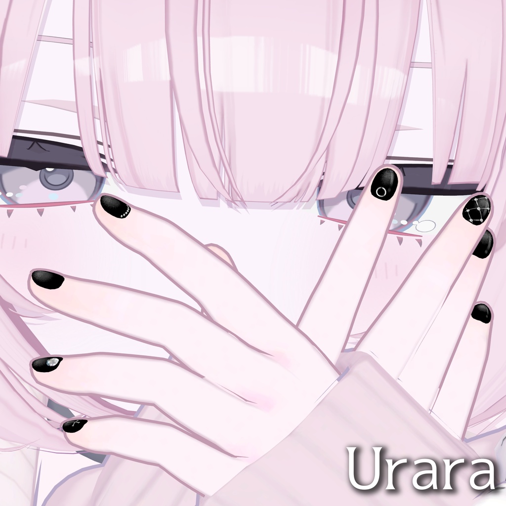 【悠莉対応】Black magnet nail texture【複数アバター対応】