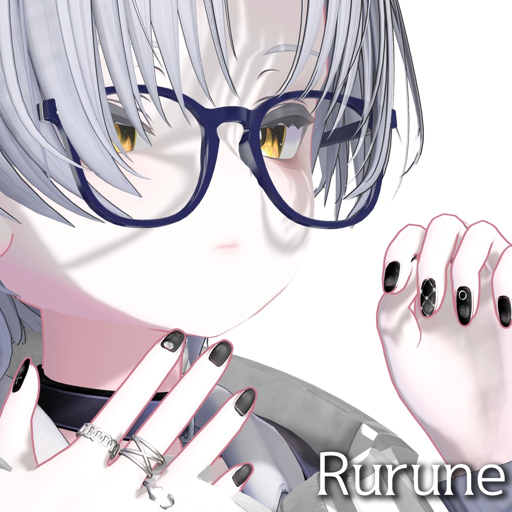 【悠莉対応】Black magnet nail texture【複数アバター対応】