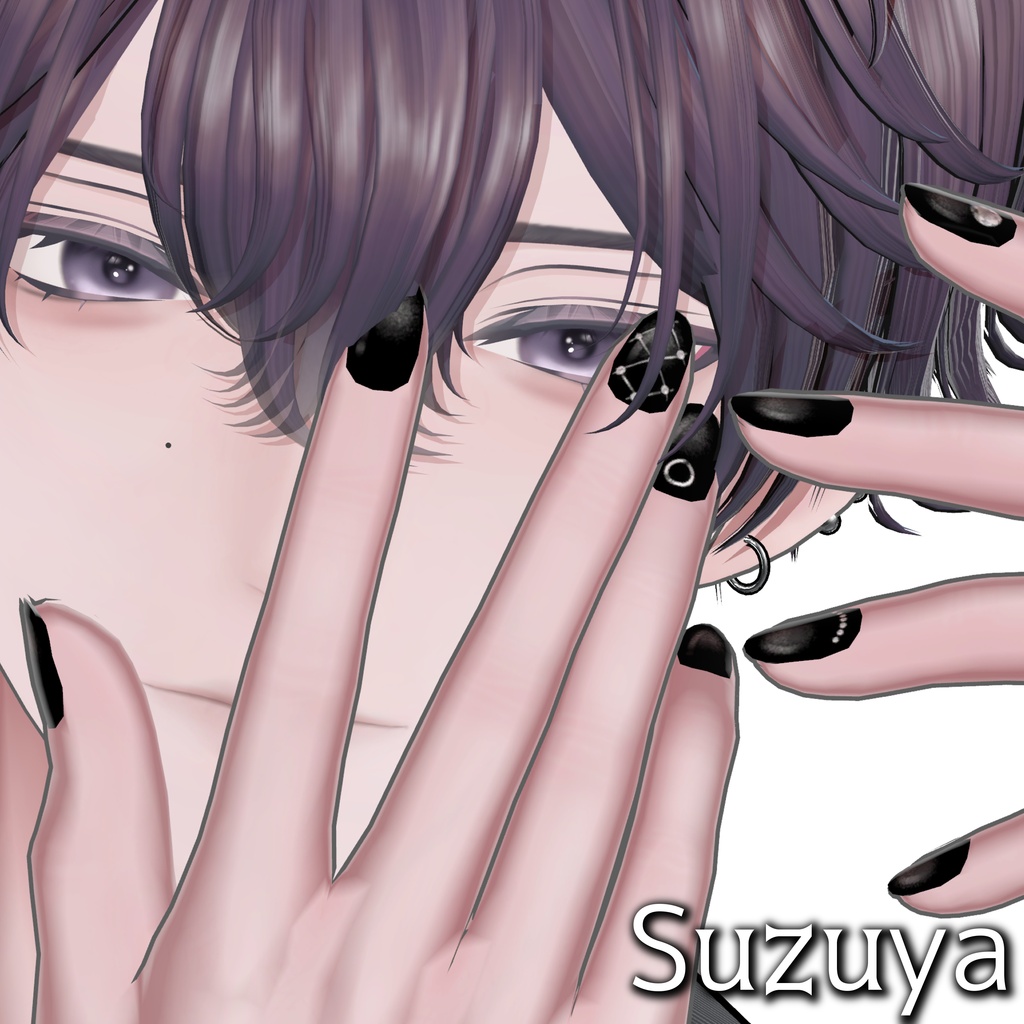 【紗夜対応】Black magnet nail texture【複数アバター対応】