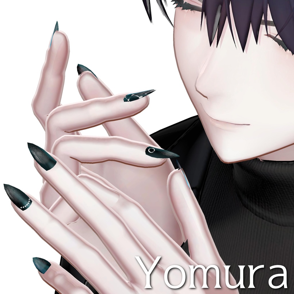 【ルチカ対応】Black magnet nail texture【複数アバター対応】