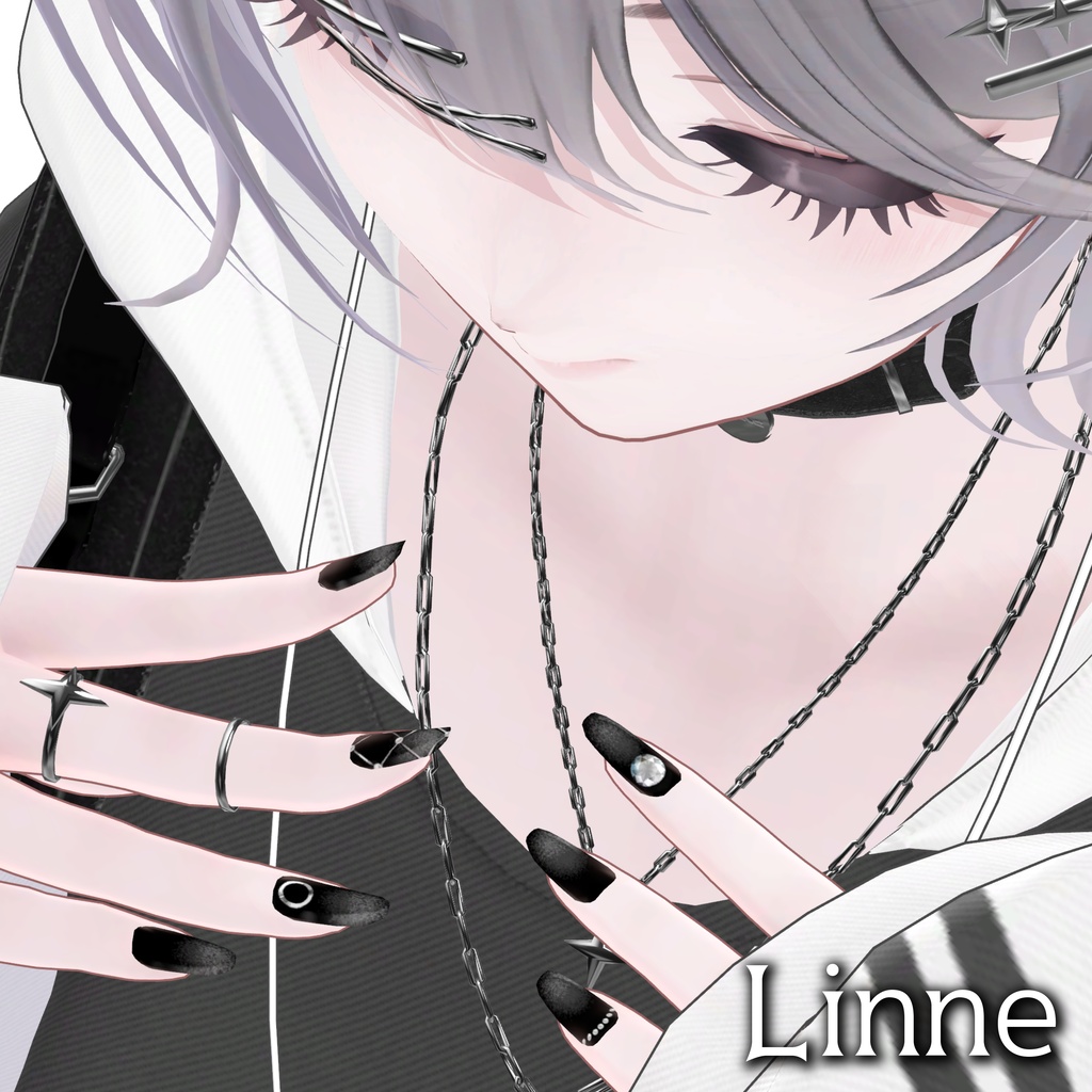 【紗夜対応】Black magnet nail texture【複数アバター対応】
