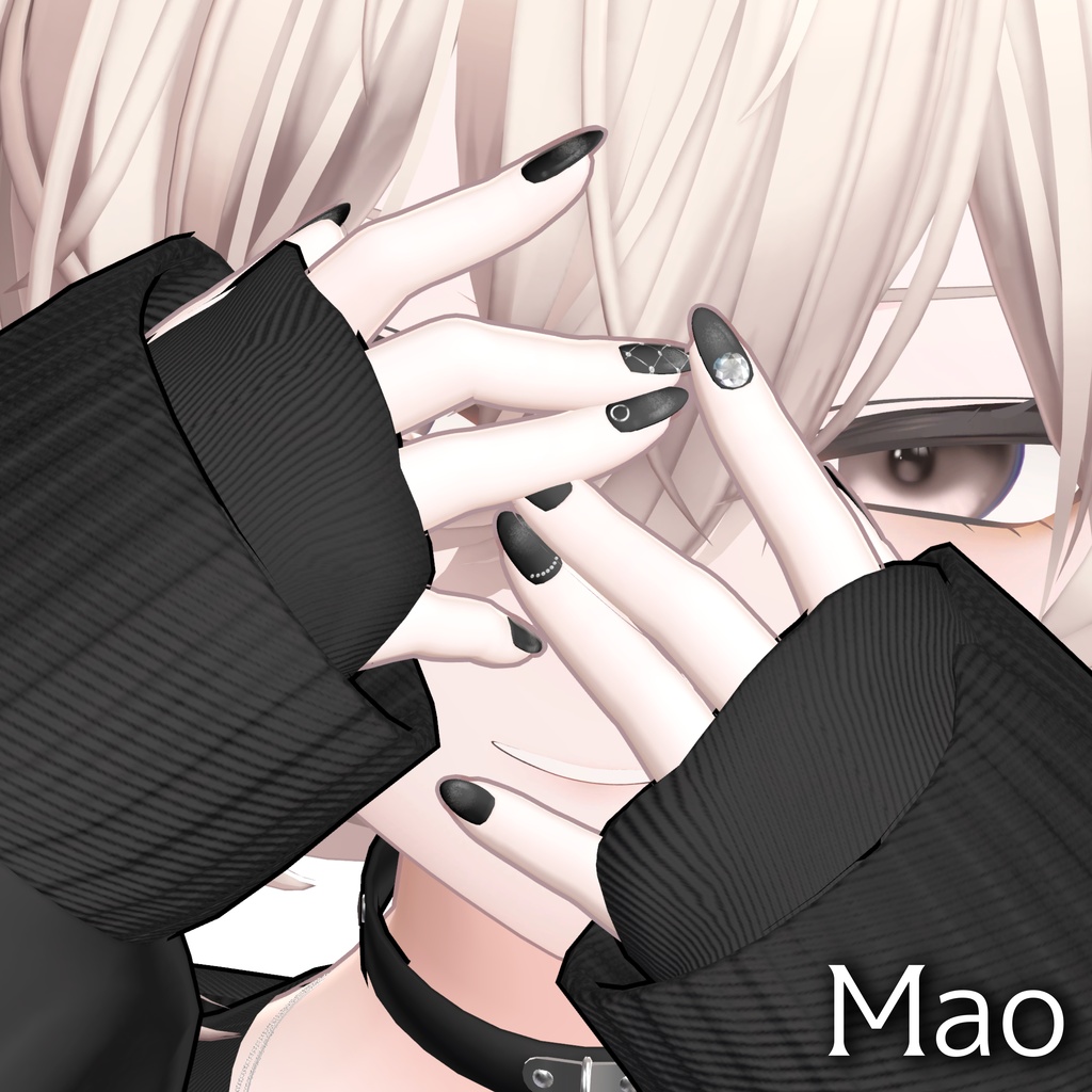 【紗夜対応】Black magnet nail texture【複数アバター対応】