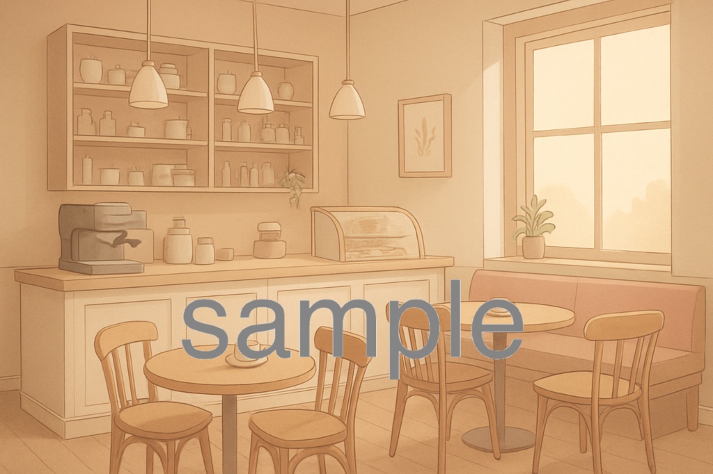 【2枚セット】配信背景/カフェ、シンプル、商用利用可