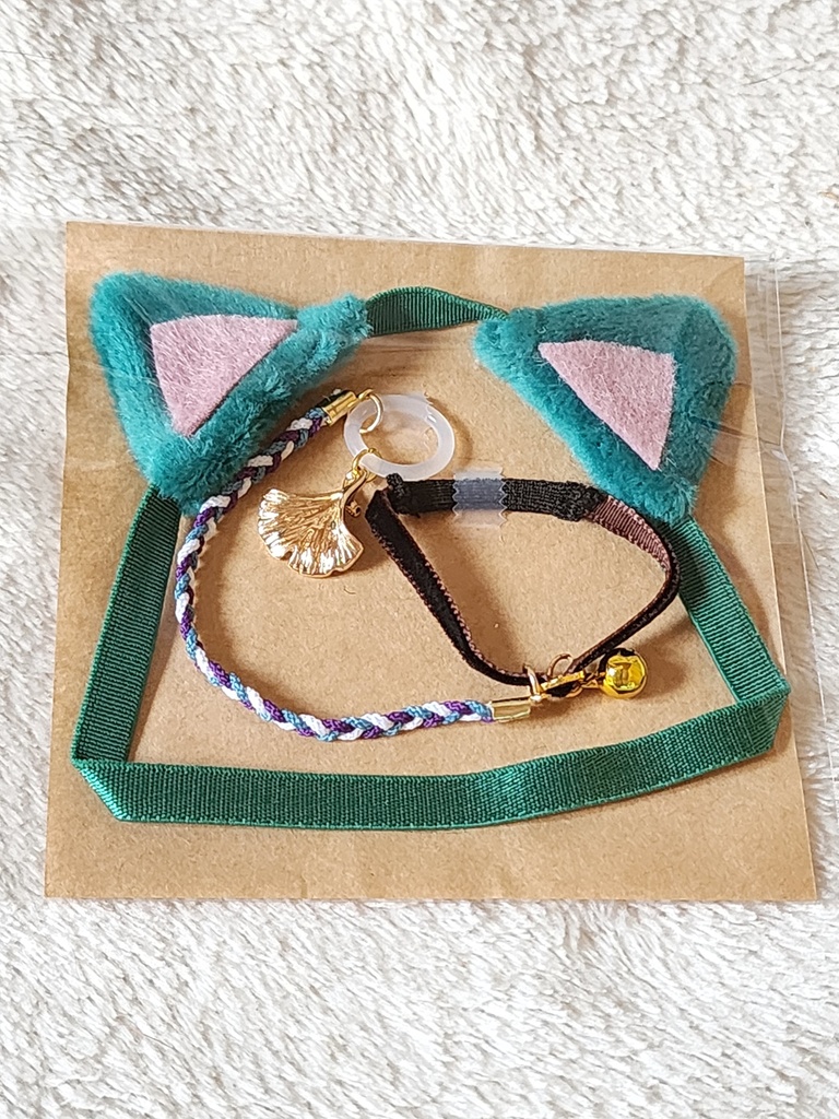12cmぬいぐるみ用猫耳カチューム&おさんぽ紐