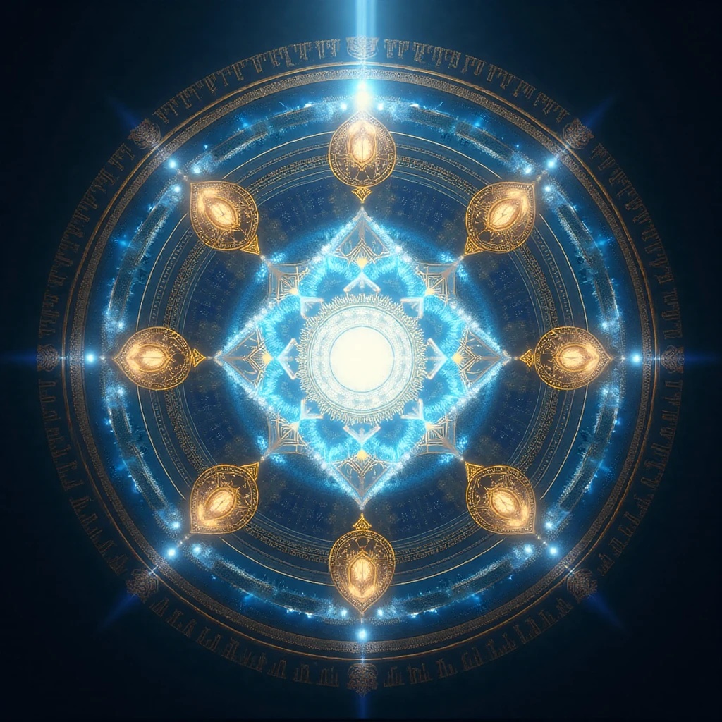 蒼光の浄化魔法陣｜ネガティブ浄化・保護フィールド（高解像度PNG）