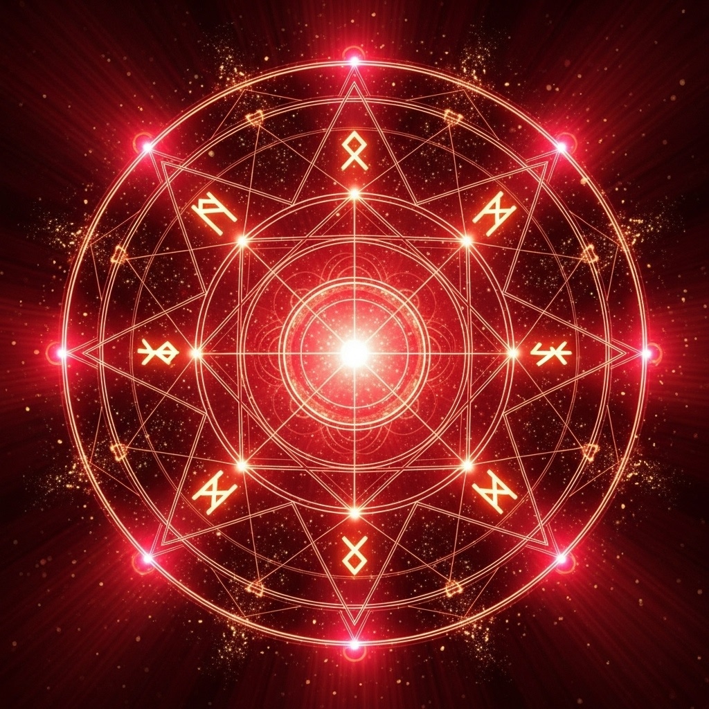 ルーンの赤魔法陣｜護符・エネルギーバリア・活力強化