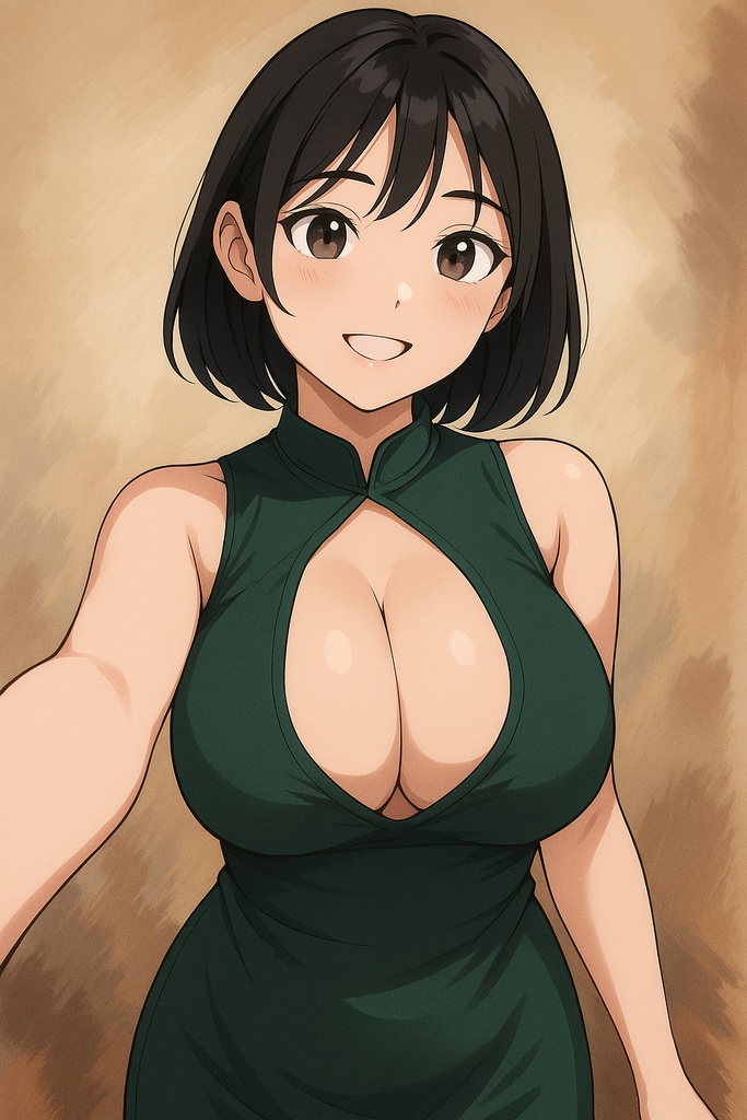 微笑む童貞を⭕️すチャイナガール - セルフィー風イラスト（高解像度データ）