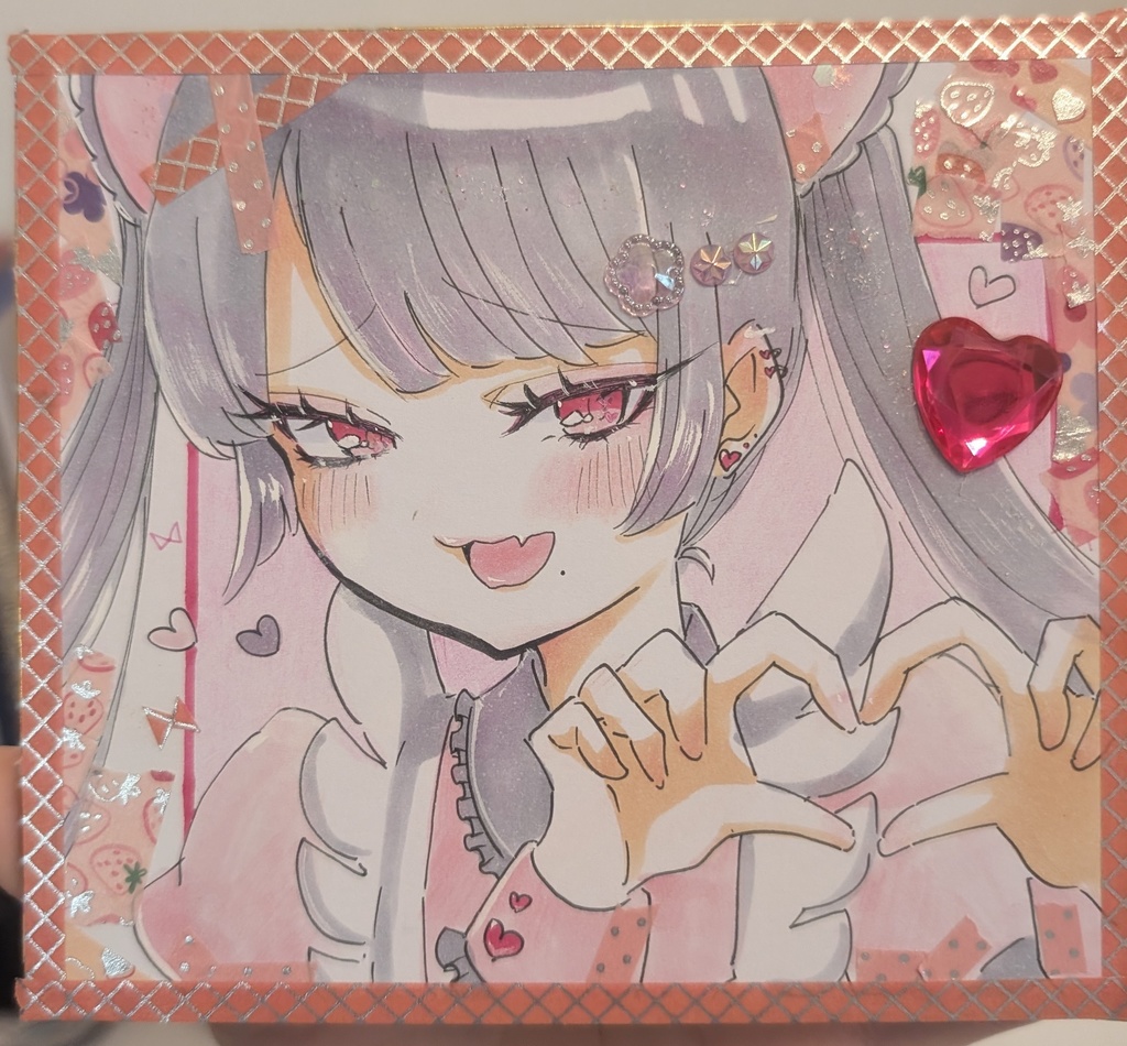 オリジナル　女の子　イラスト色紙