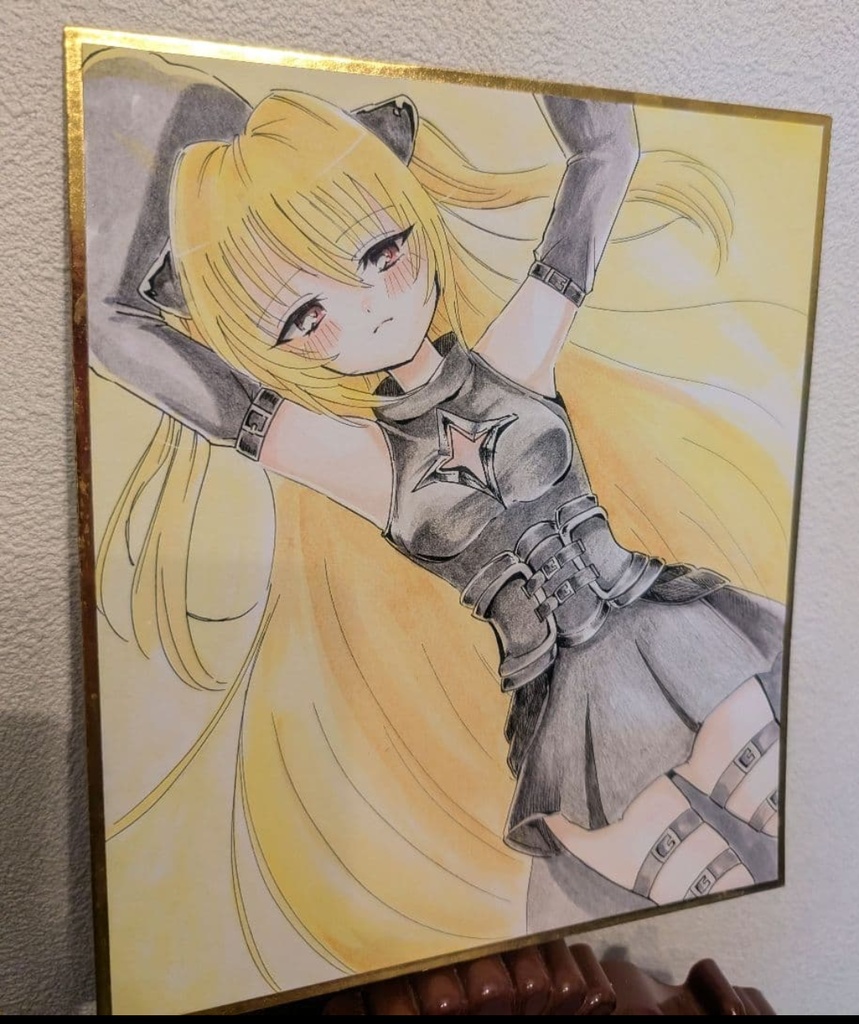 金色の闇 手描きイラスト色紙