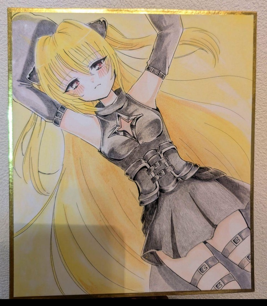 金色の闇 手描きイラスト色紙