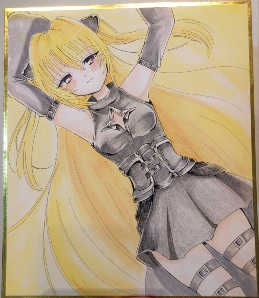 金色の闇 手描きイラスト色紙