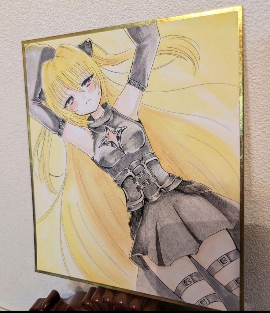 金色の闇 手描きイラスト色紙