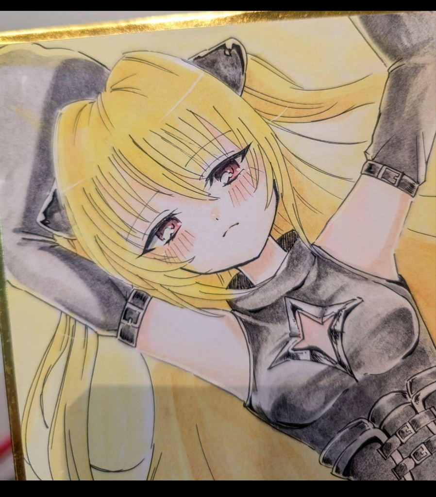 金色の闇 手描きイラスト色紙